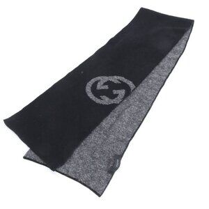 Gucci Double Logo Scarf Black Gray Shawl
